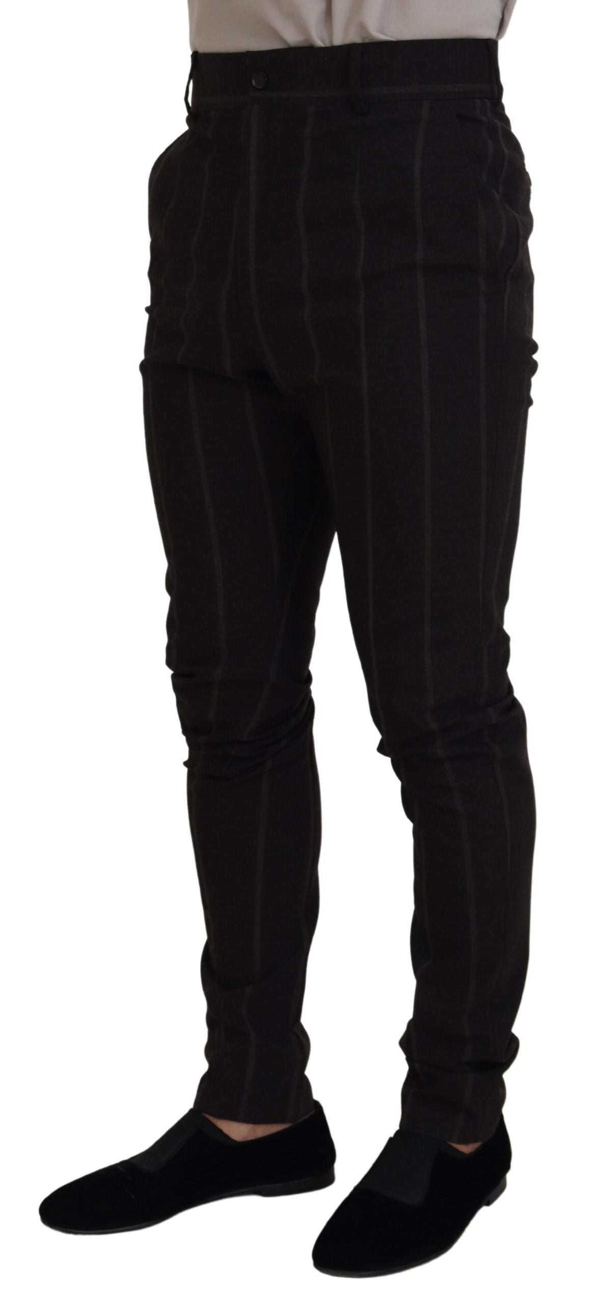 Dolce & Gabbana Black Wool Chino Formal Men Pants | Regal Royce