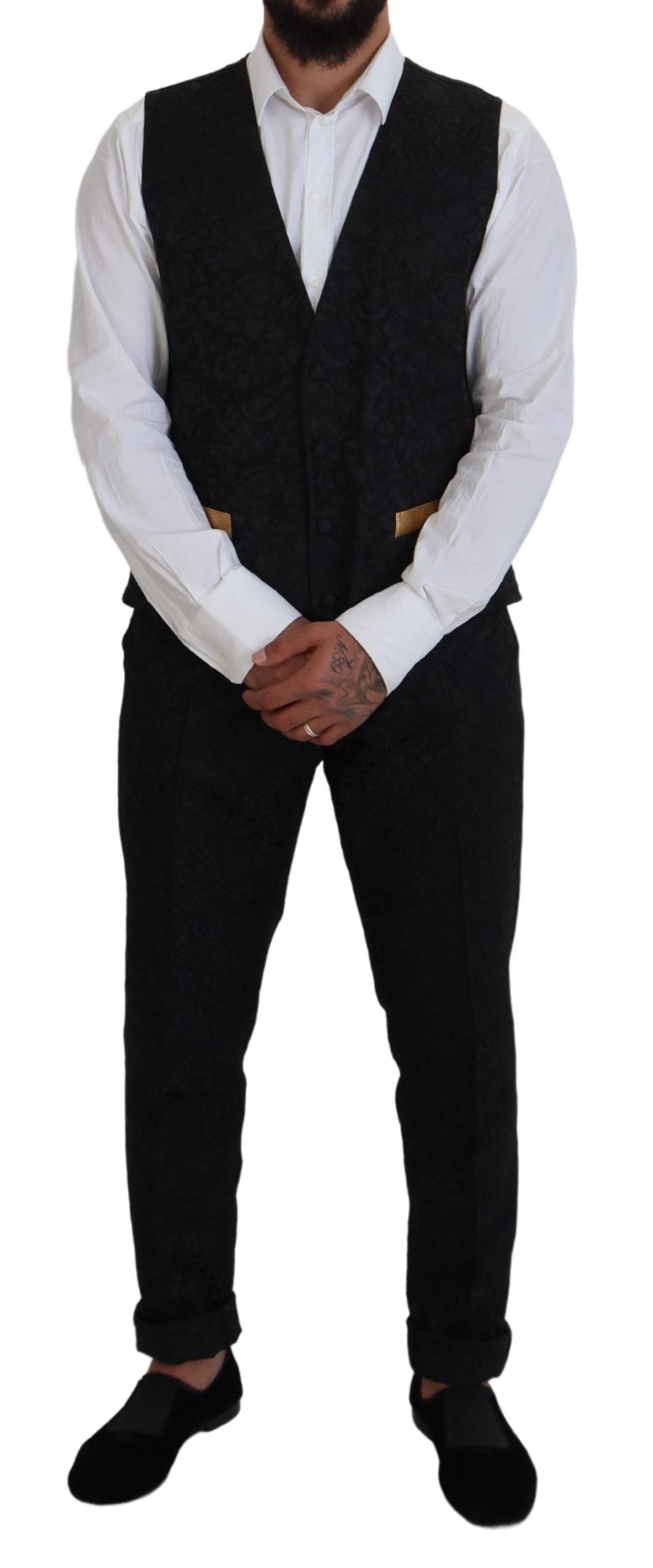 Dolce & Gabbana Black Gold Fantasy Tuxedo Slim Fit Suit | Regal Royce