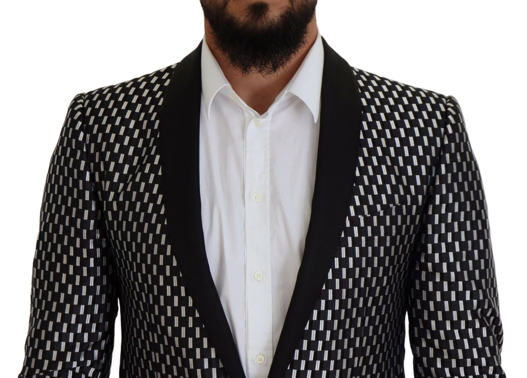 Dolce & Gabbana Black White Silk MARTINI Slim Fit Suit | Regal Royce