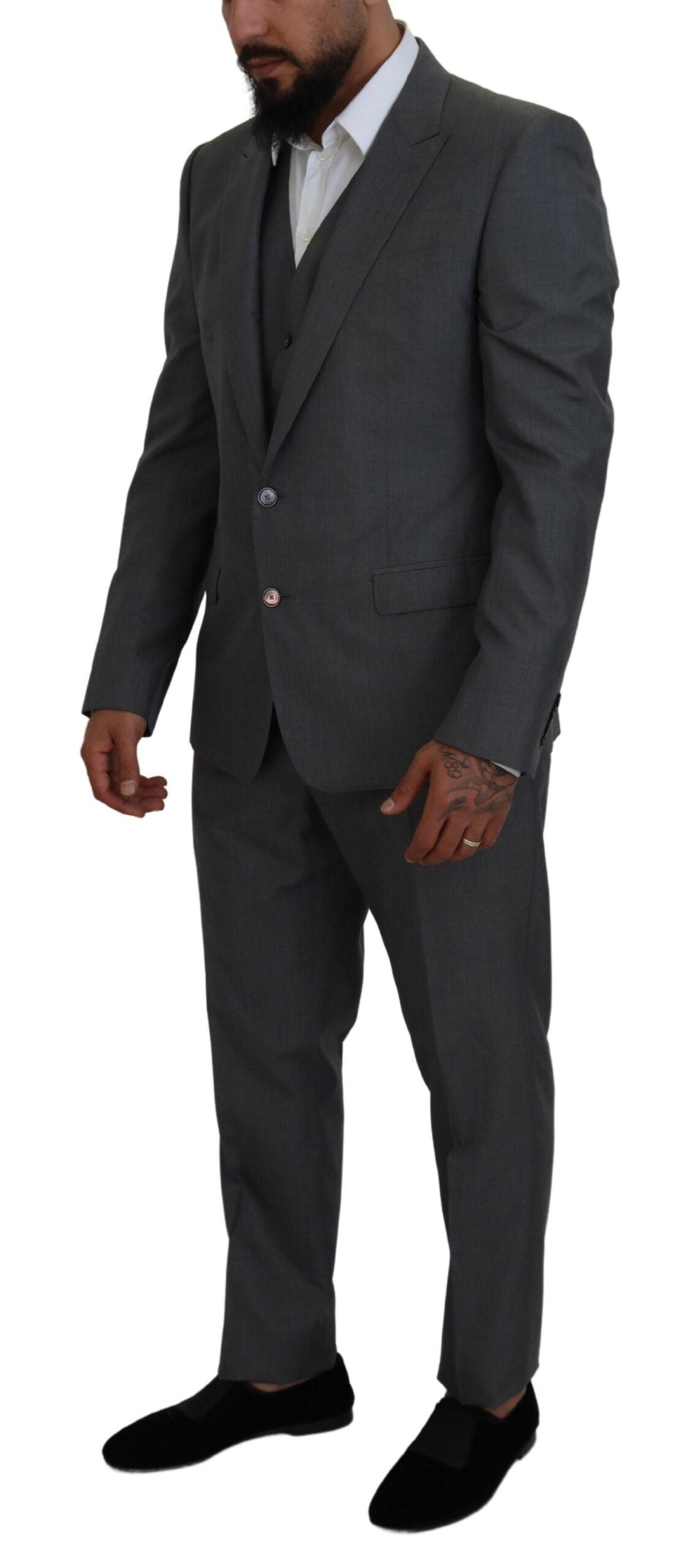 Dolce & Gabbana Gray MARTINI 3 Piece Slim Fit Suit | Regal Royce