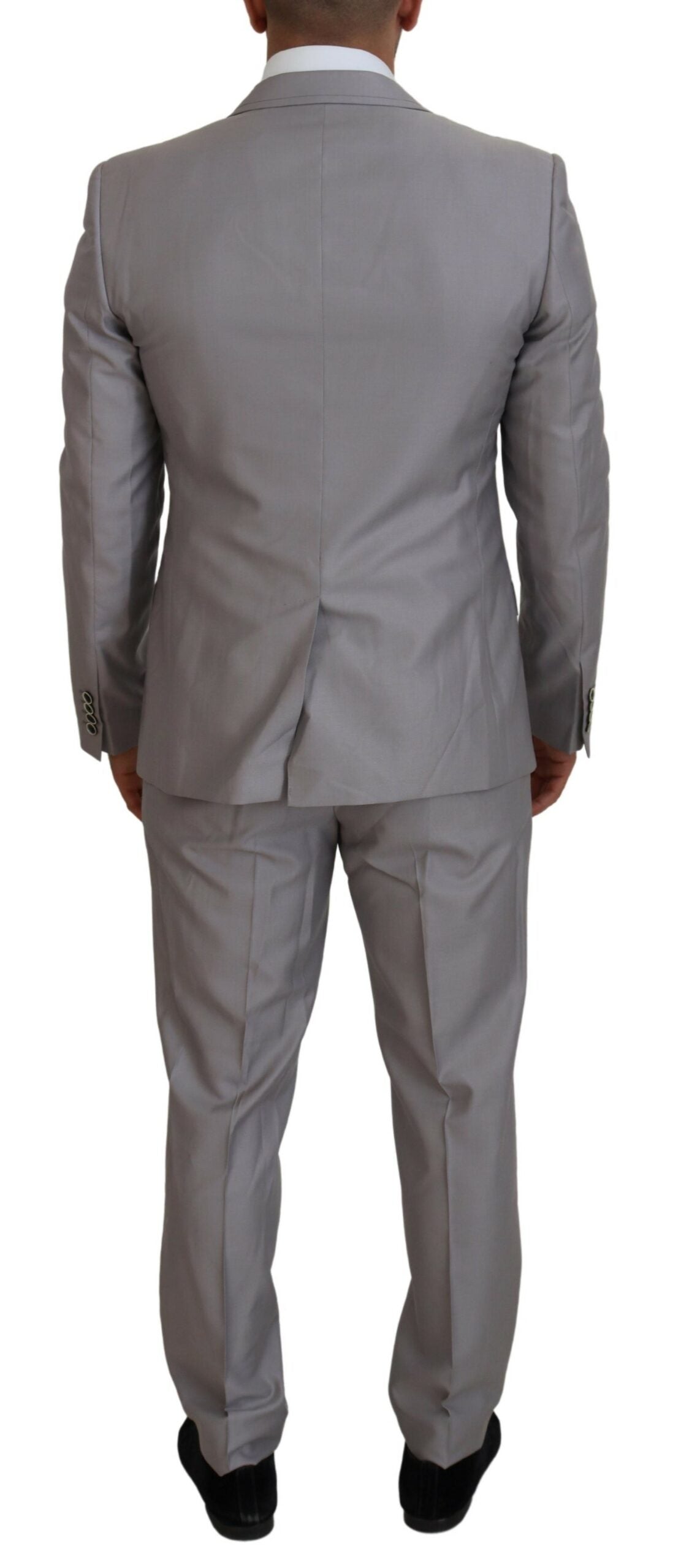 Dolce & Gabbana Silver Wool Silk 3 Piece Slim Fit Suit | Regal Royce