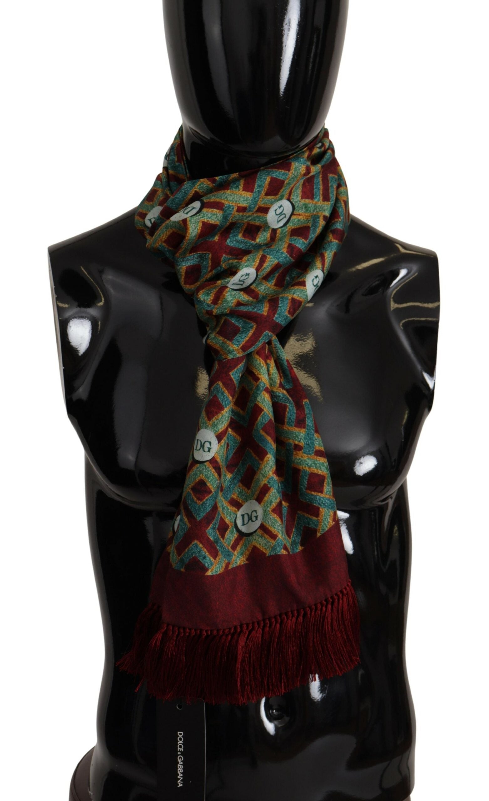 Dolce & Gabbana Multicolor DG Logo Shawl Warm Neck Wrap Fringe Scarf | Regal Royce