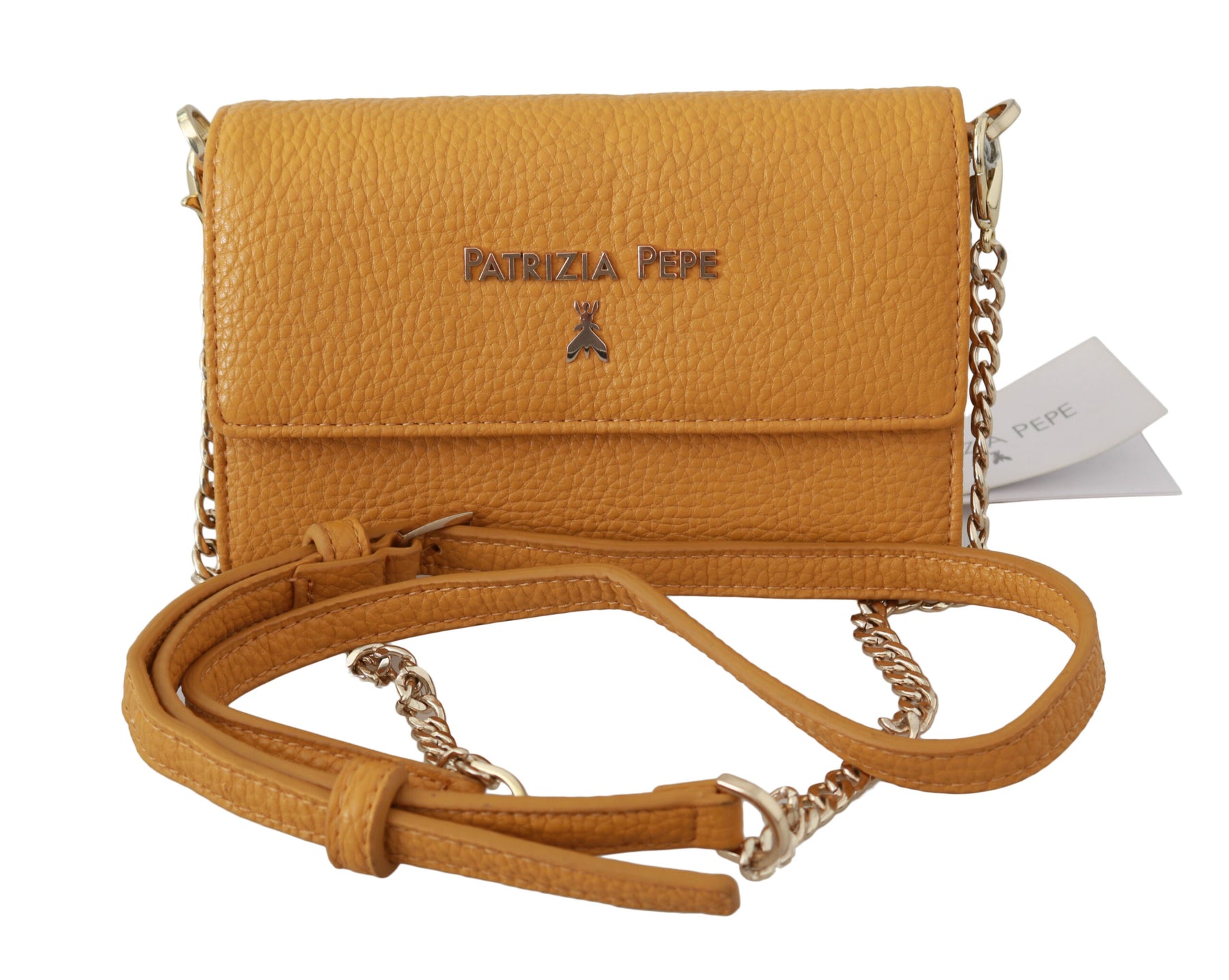 Patrizia Pepe Yellow Logo Leather Shoulder Strap Sling Bag | Regal Royce