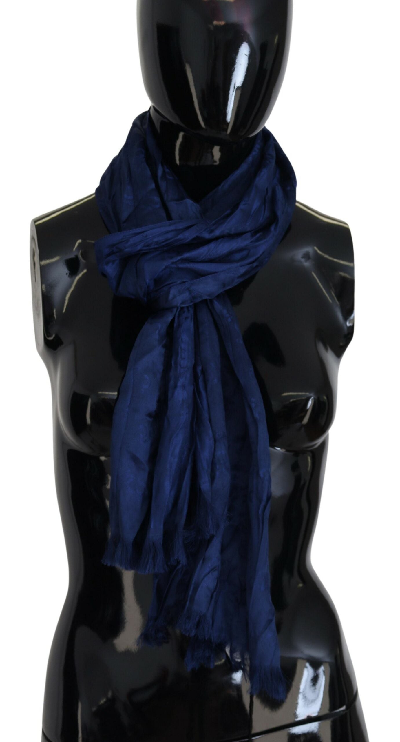Costume National Blue Silk Shawl Foulard Fringes Scarf | Regal Royce