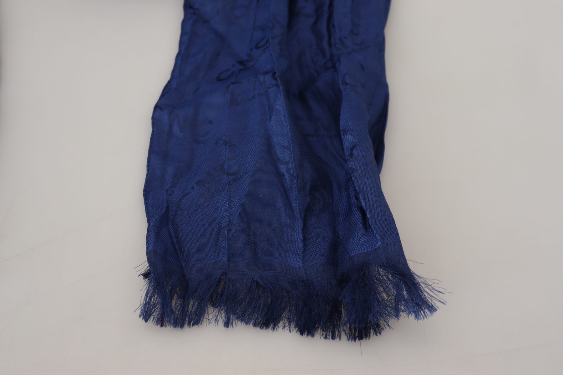 Costume National Blue Silk Shawl Foulard Fringes Scarf | Regal Royce
