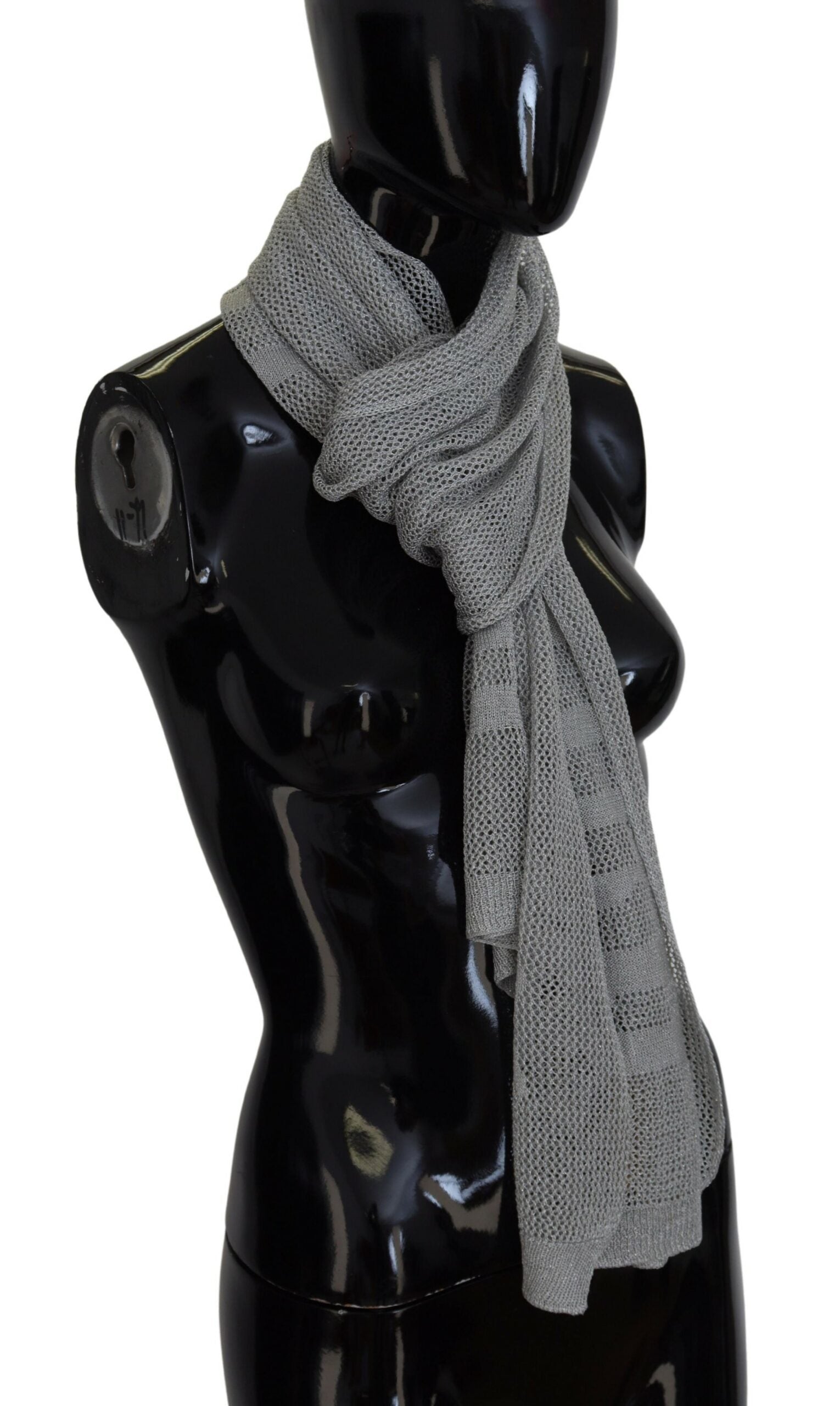 John Galliano Gray Logo Knitted Neck Wrap Shawl Foulard Scarf | Regal Royce