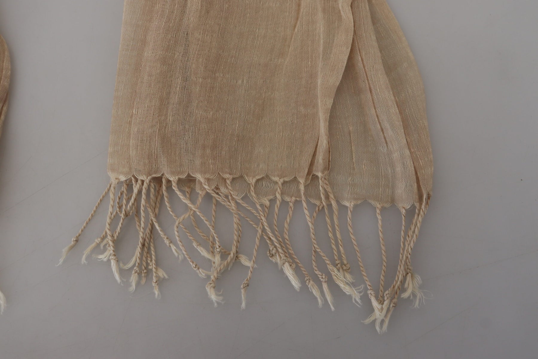 Costume National Beige Cotton Shawl Foulard Fringe Scarf | Regal Royce