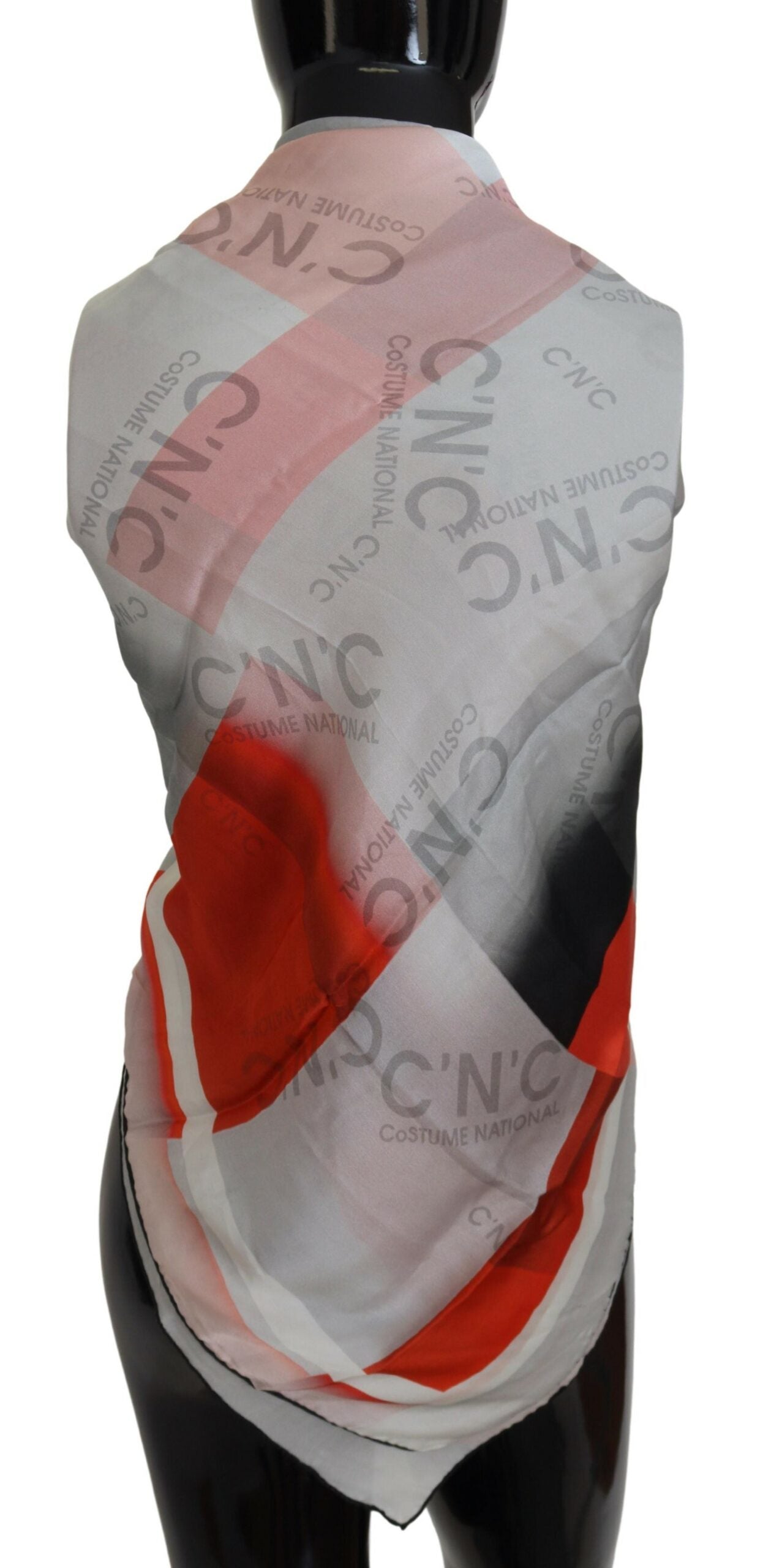 Costume National Gray Red Shawl Foulard Wrap Scarf | Regal Royce