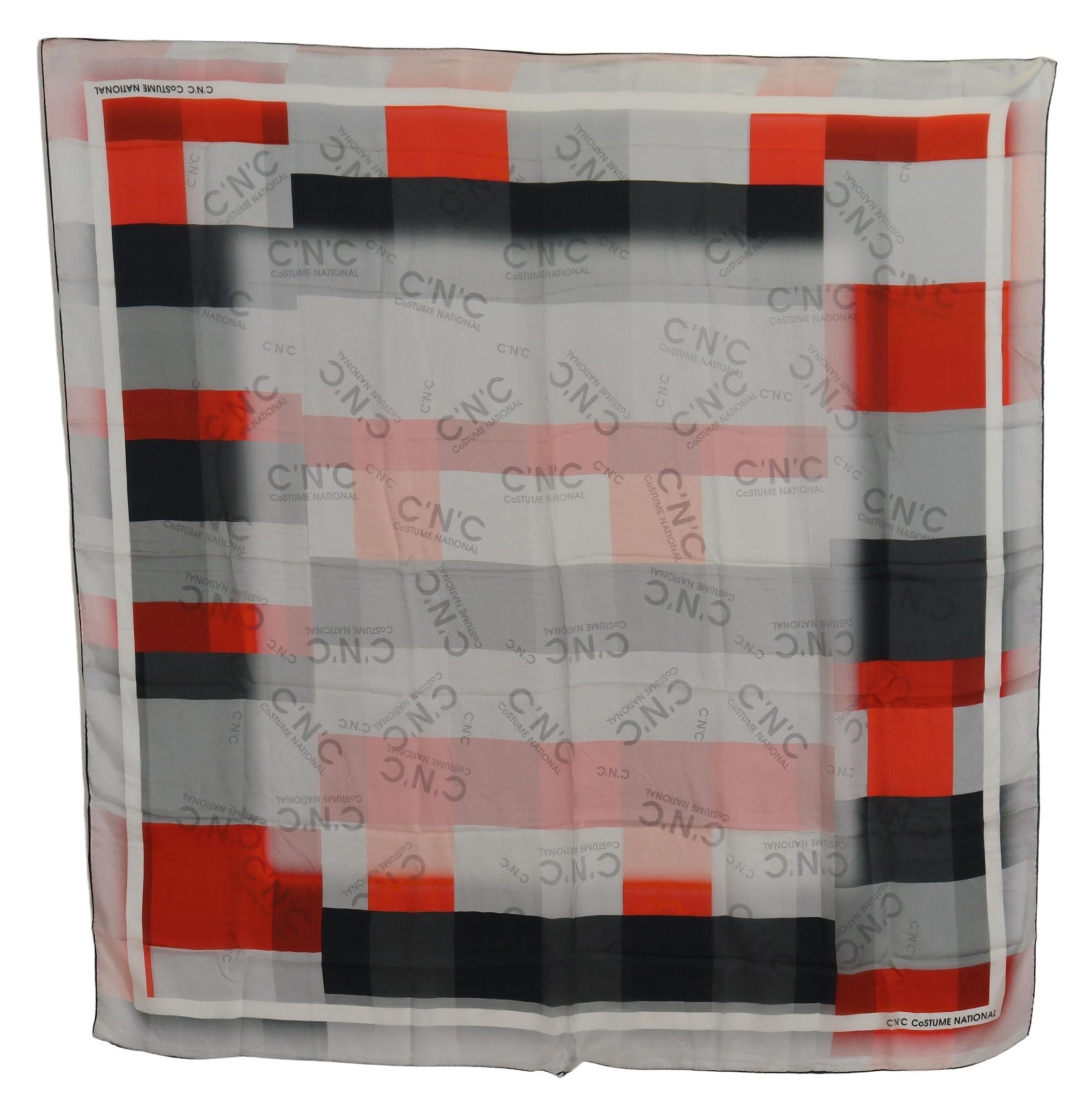 Costume National Gray Red Shawl Foulard Wrap Scarf | Regal Royce
