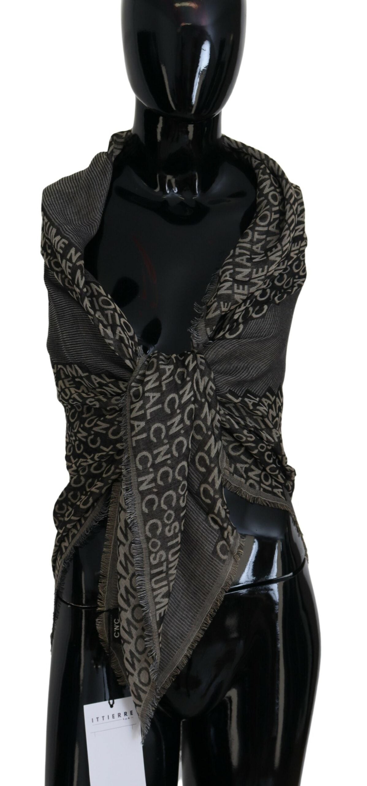 Costume National Gray Logo Knit Neck Wrap Shawl Scarf | Regal Royce