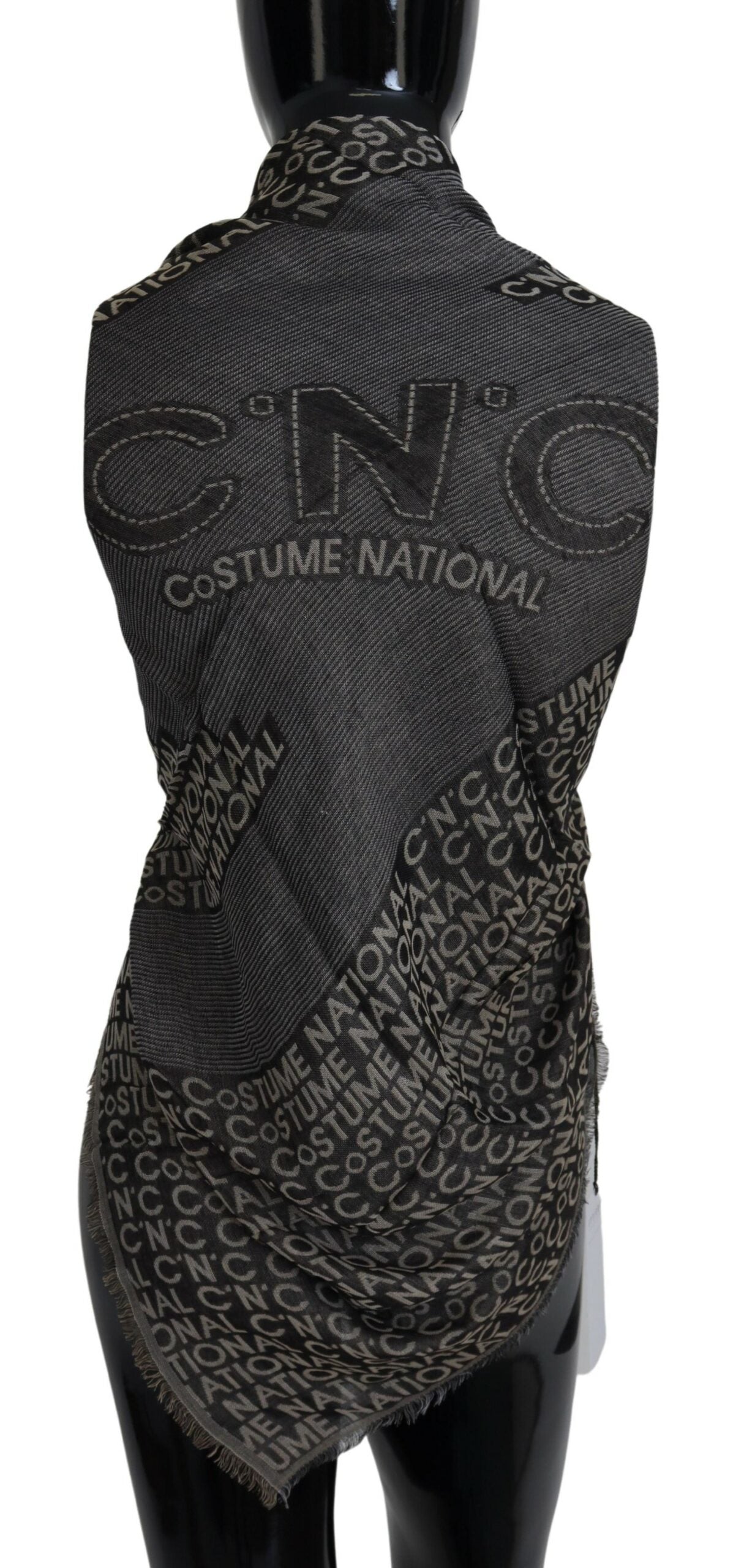 Costume National Gray Logo Knit Neck Wrap Shawl Scarf | Regal Royce