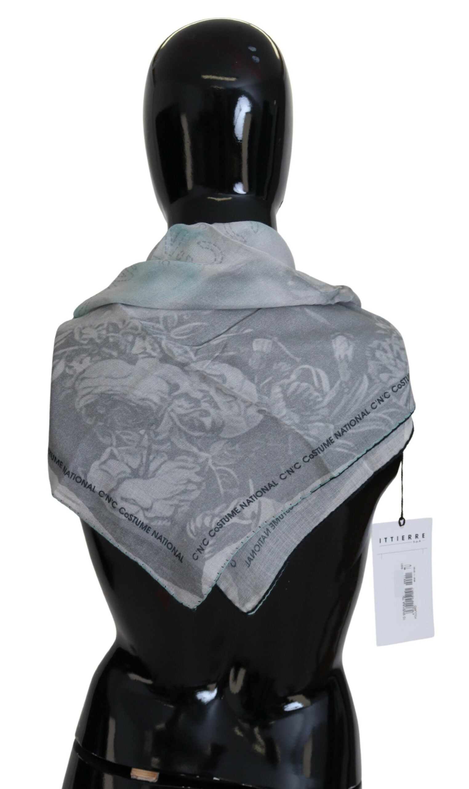 Costume National Gray Print Shawl Foulard Branded Scarf | Regal Royce