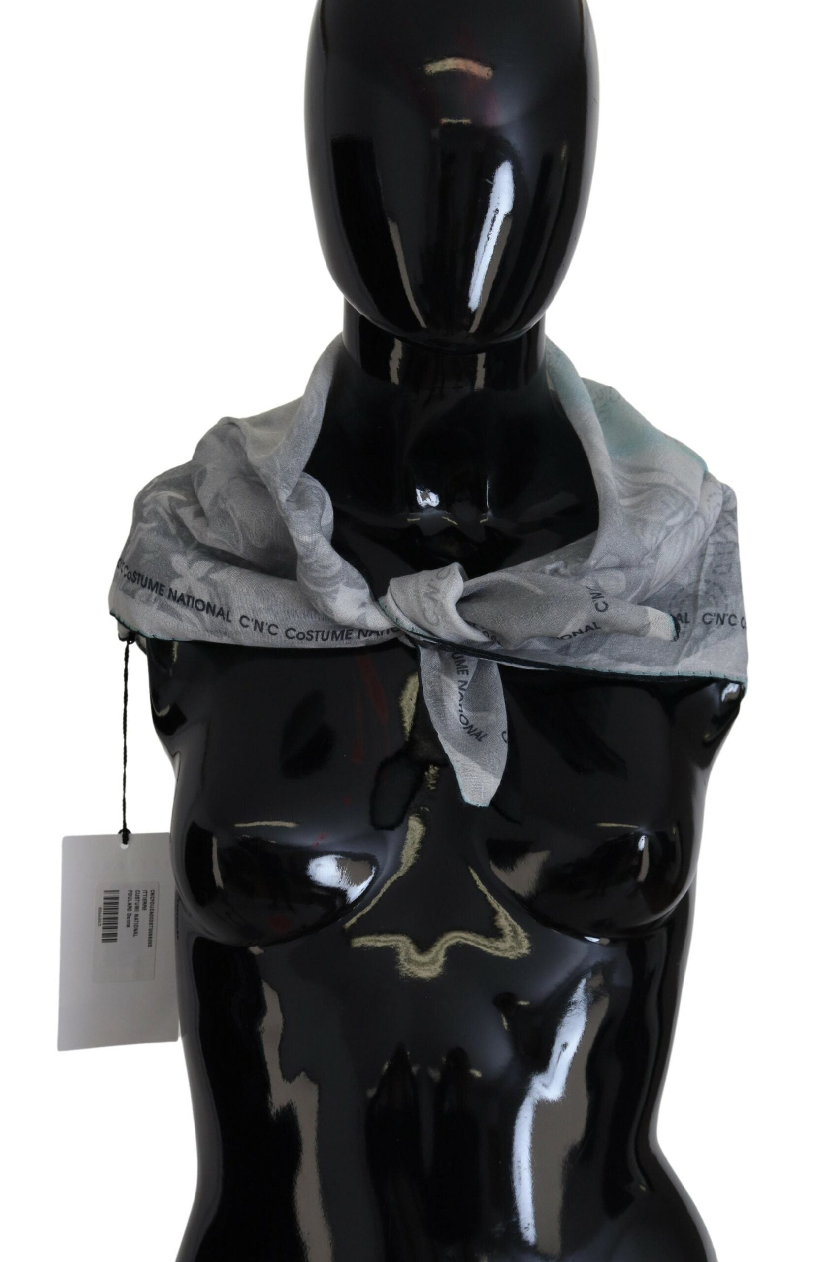 Costume National Gray Print Shawl Foulard Branded Scarf | Regal Royce