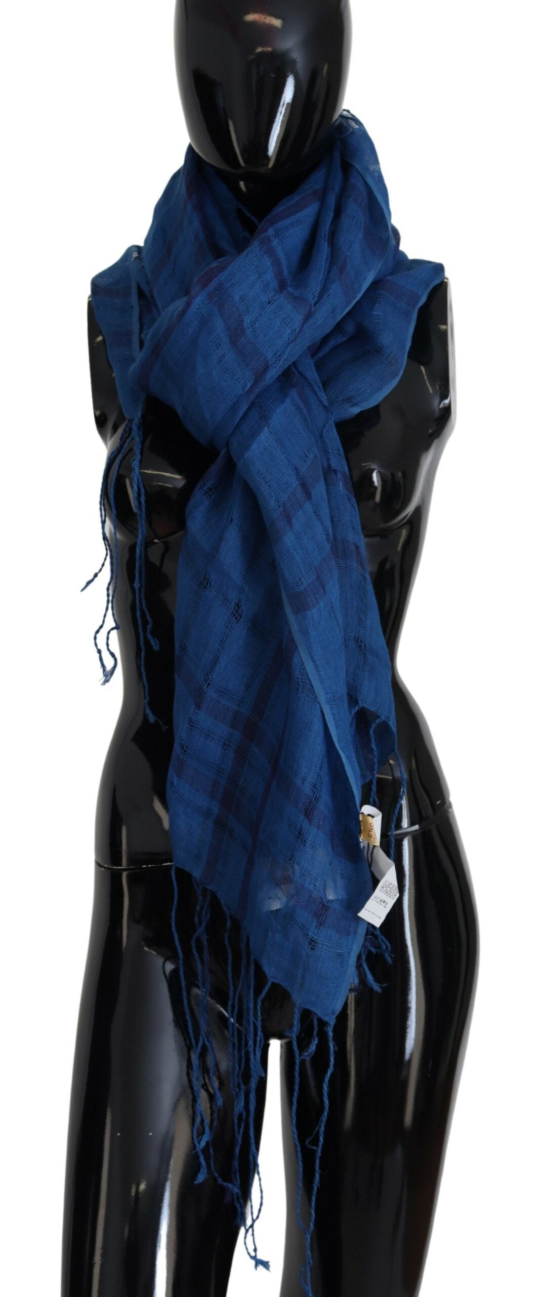Costume National Blue Linen Shawl Foulard Fringes Scarf | Regal Royce