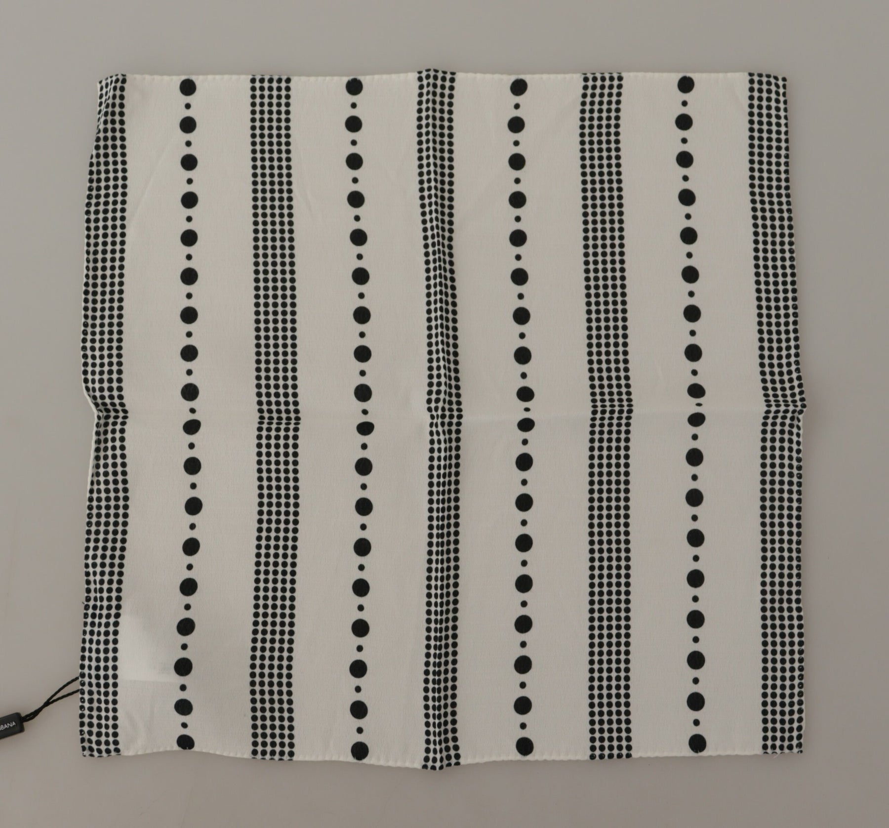 Dolce & Gabbana White Dotted Stripes Square Handkerchief Viscose Scarf | Regal Royce
