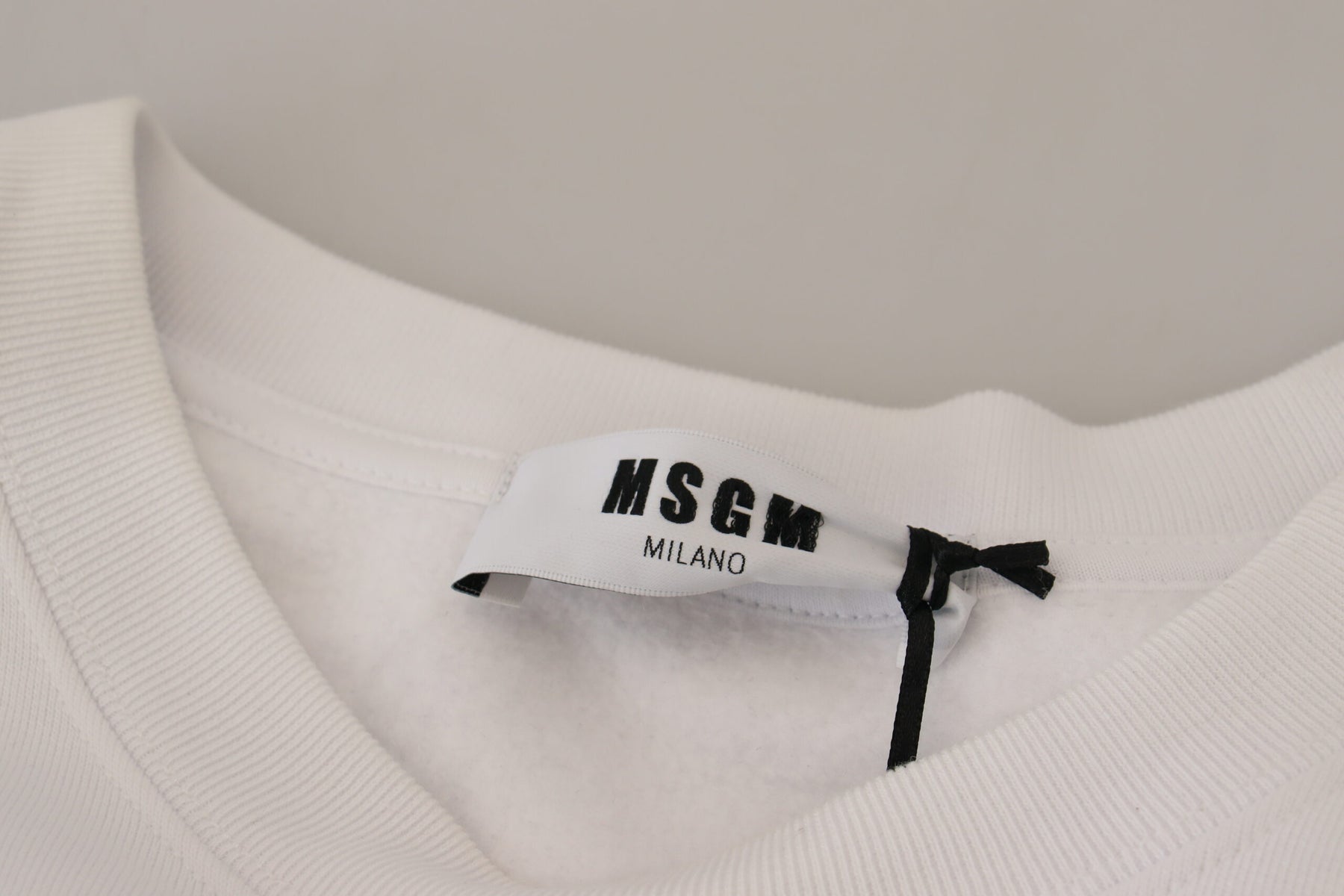 MSGM White Cotton Crewneck Pullover Sweatshirt Sweater | Regal Royce