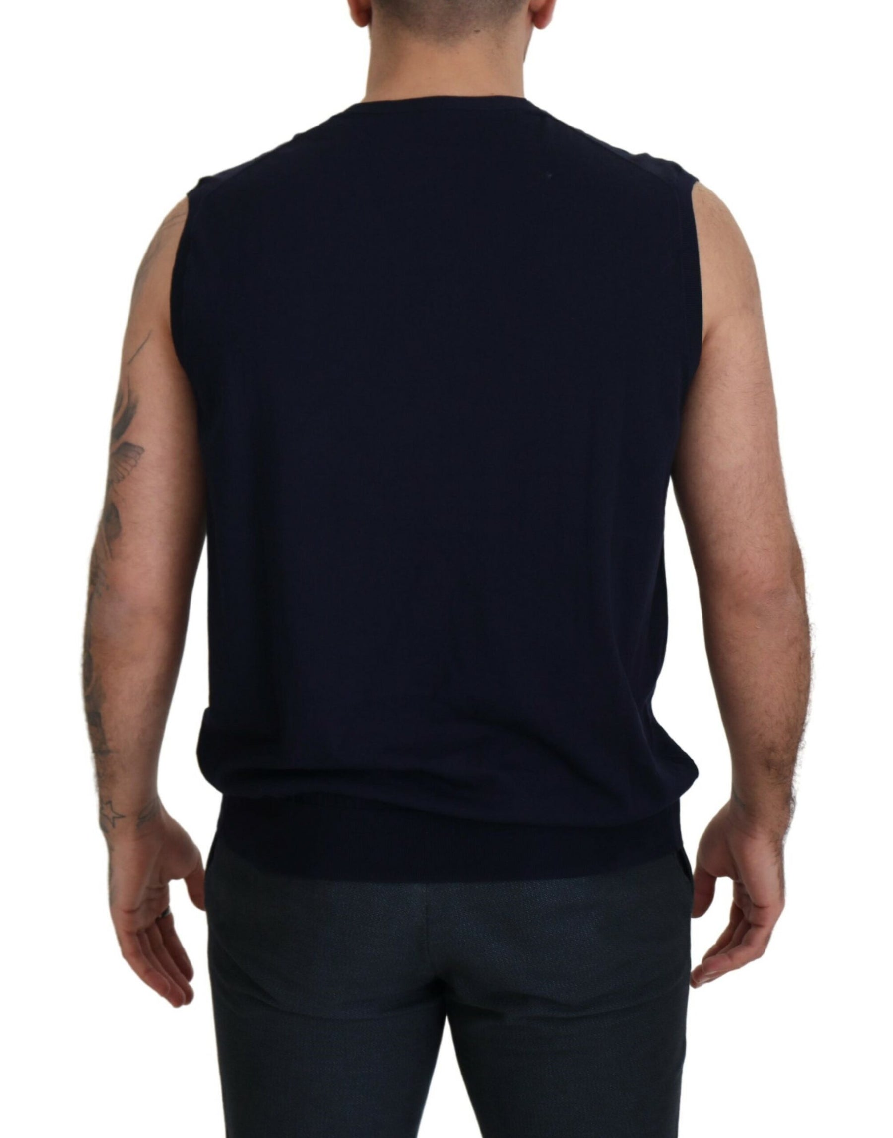 Paolo Pecora Milano Black Cotton V-neck Sleeveless Tank T-shirt | Regal Royce