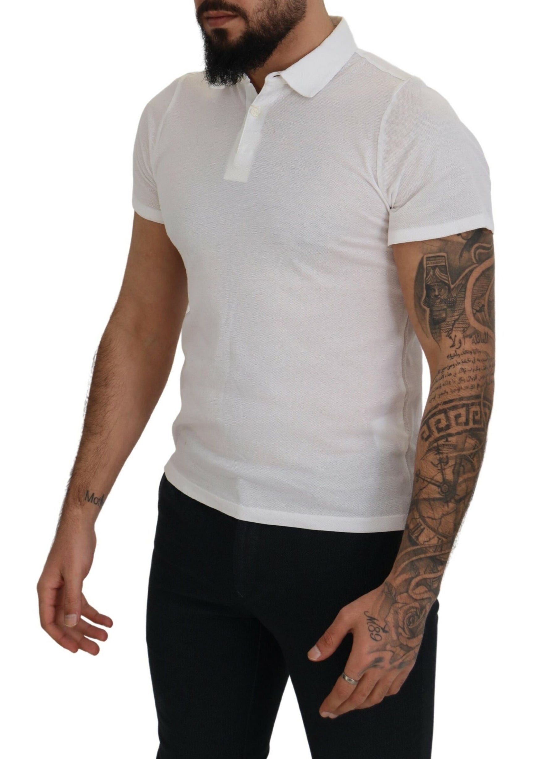 FRADI White Cotton Collared Short Sleeves Polo T-shirt | Regal Royce