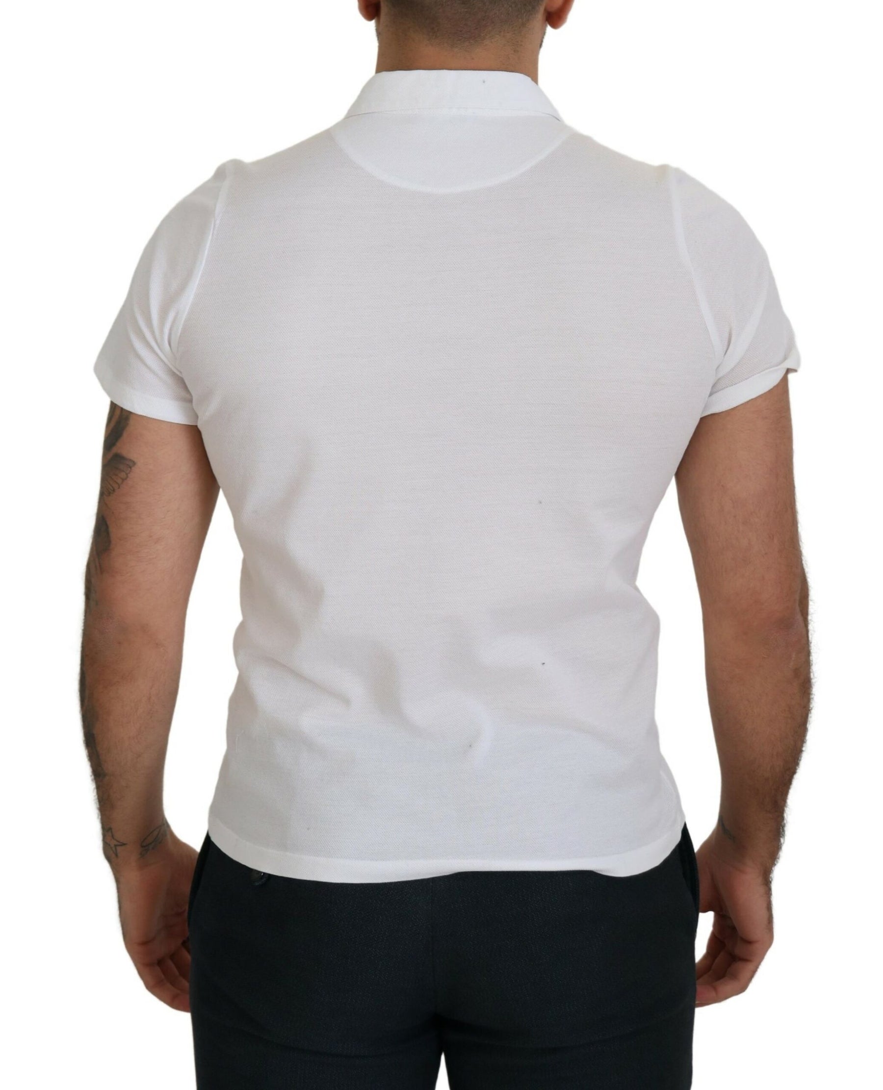 FRADI White Cotton Collared Short Sleeves Polo T-shirt | Regal Royce