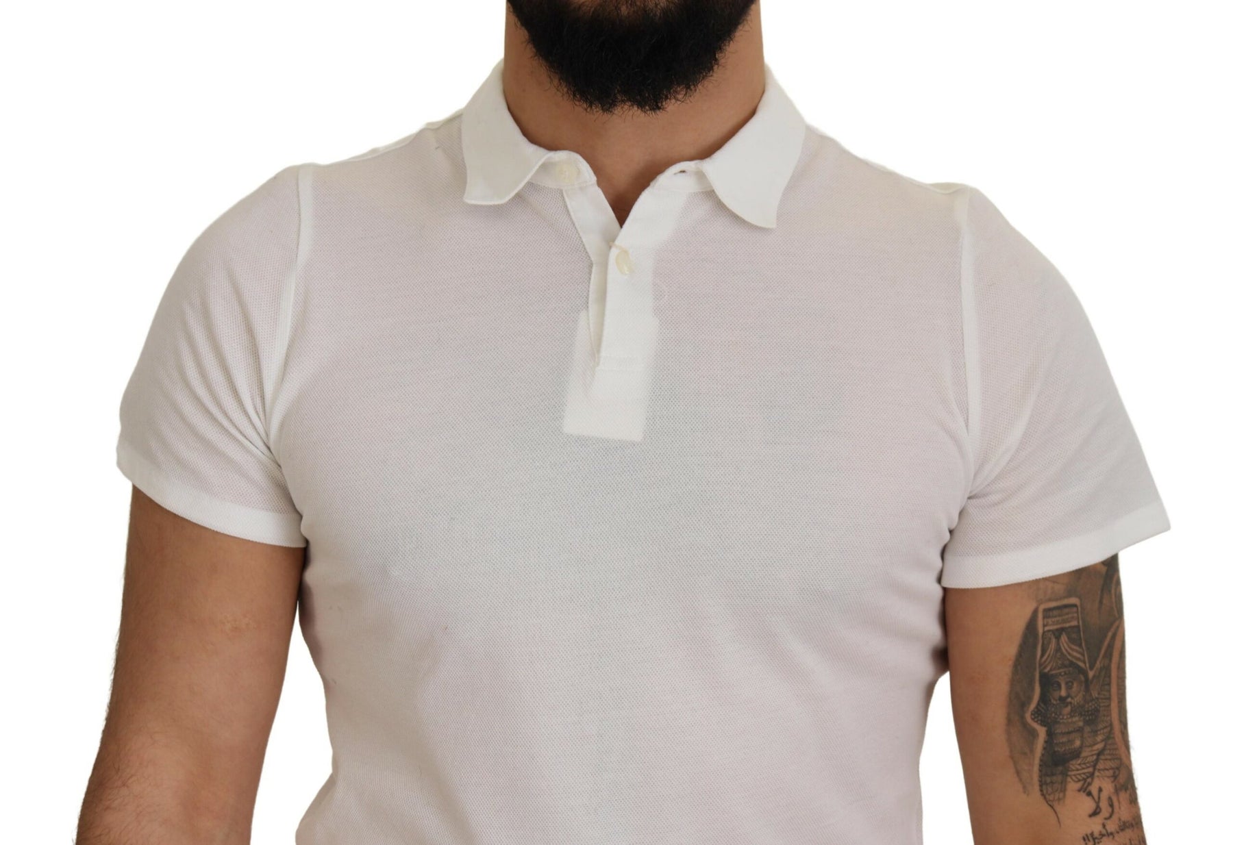 FRADI White Cotton Collared Short Sleeves Polo T-shirt | Regal Royce
