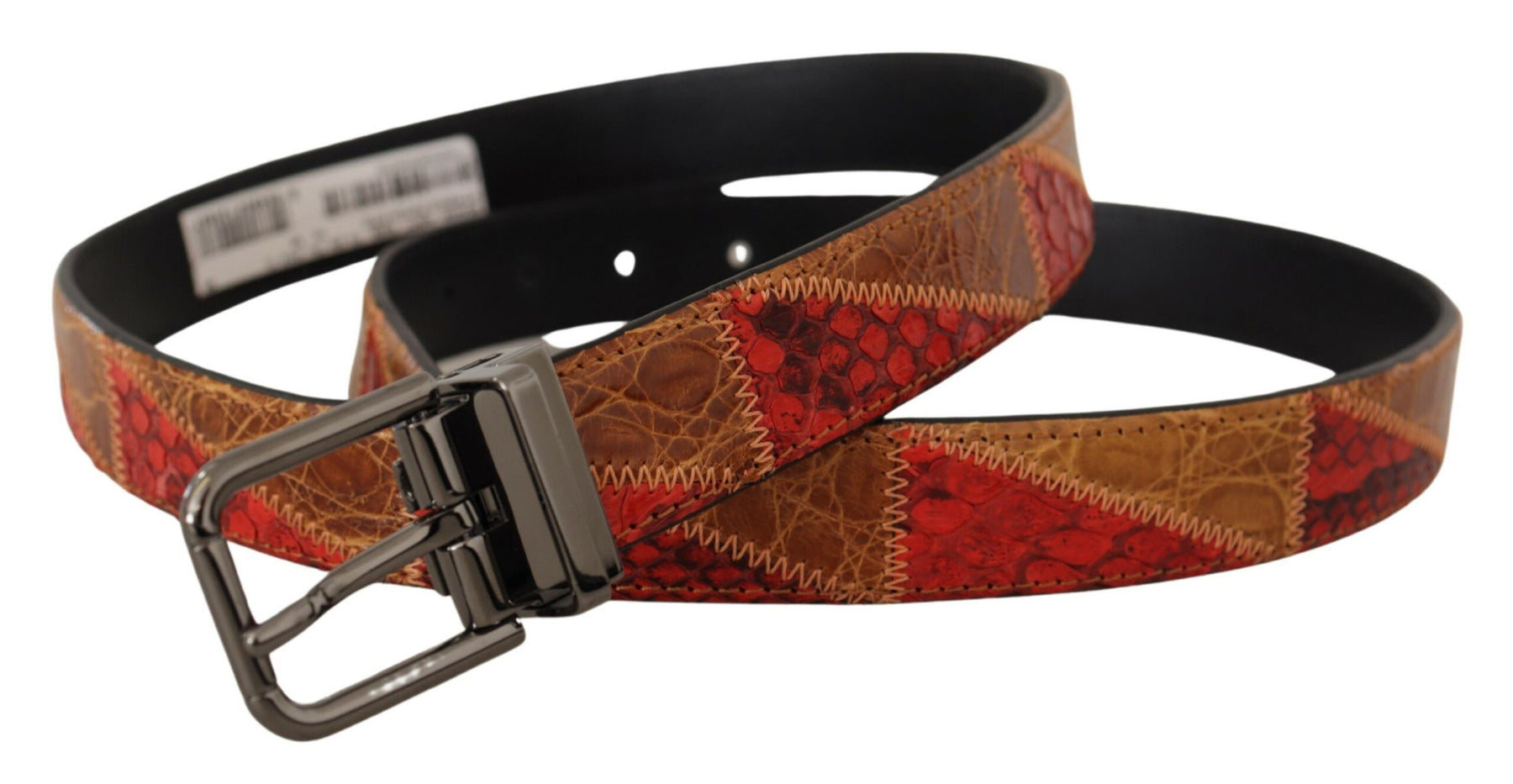 Dolce & Gabbana Multicolor Exotic Vintage Chrome Buckle Belt | Regal Royce