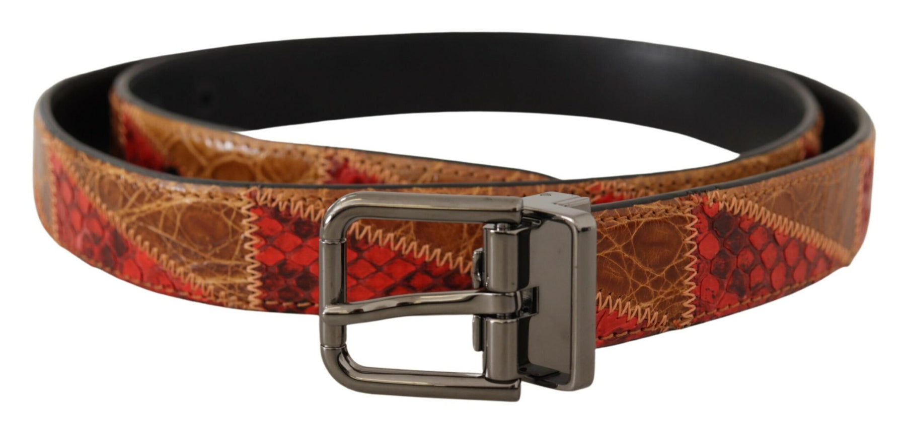 Dolce & Gabbana Multicolor Exotic Vintage Chrome Buckle Belt | Regal Royce
