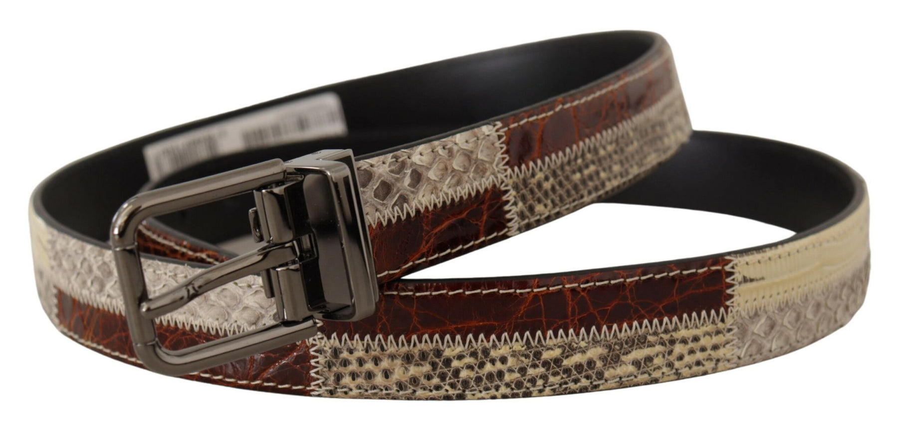 Dolce & Gabbana Multicolor Exotic Leather Patchwork Metal Belt | Regal Royce