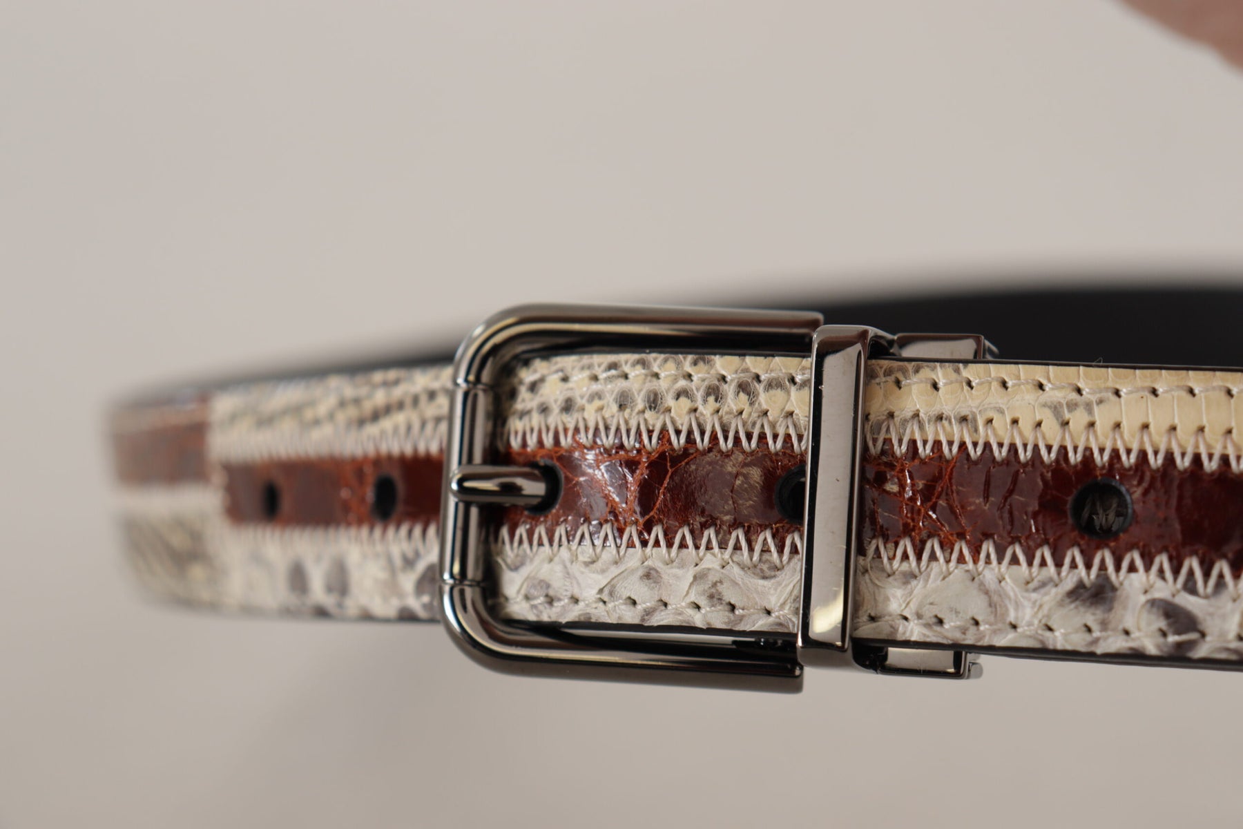 Dolce & Gabbana Multicolor Exotic Leather Patchwork Metal Belt | Regal Royce