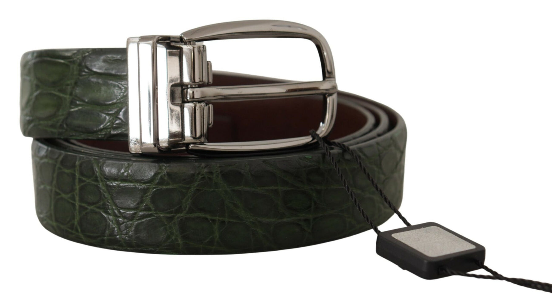Dolce & Gabbana Green Exotic Leather Silver Buckle Belt | Regal Royce