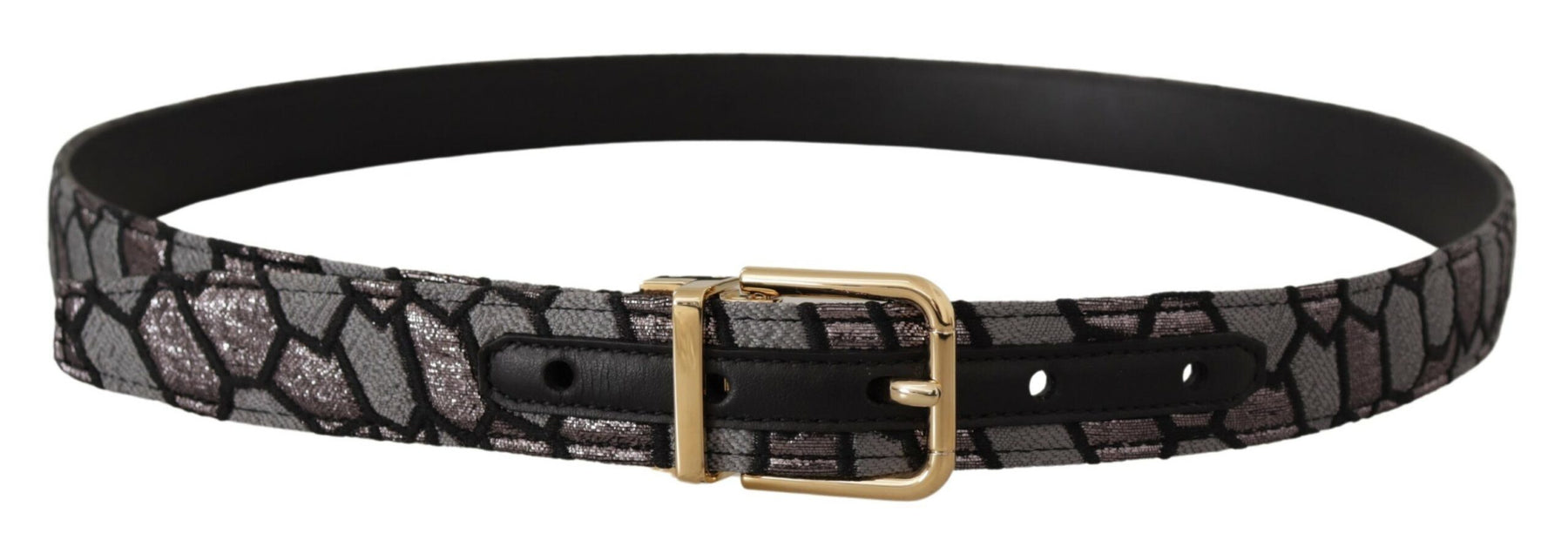 Dolce & Gabbana Multicolor Patchwork Leather Gold Jaquard Belt | Regal Royce
