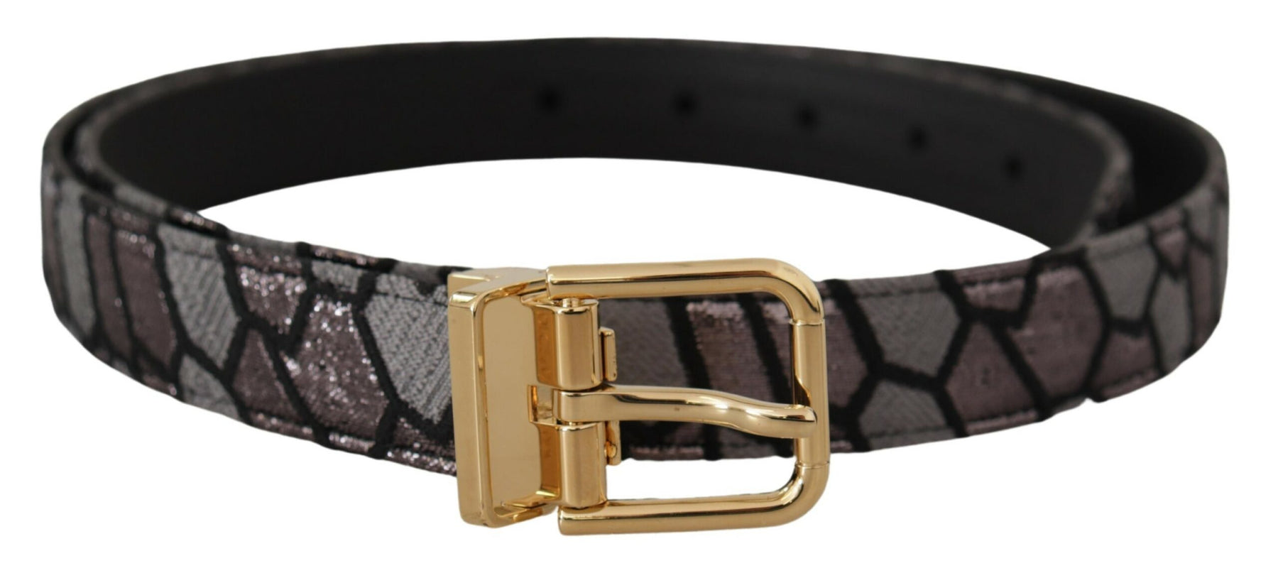 Dolce & Gabbana Multicolor Patchwork Leather Gold Jaquard Belt | Regal Royce