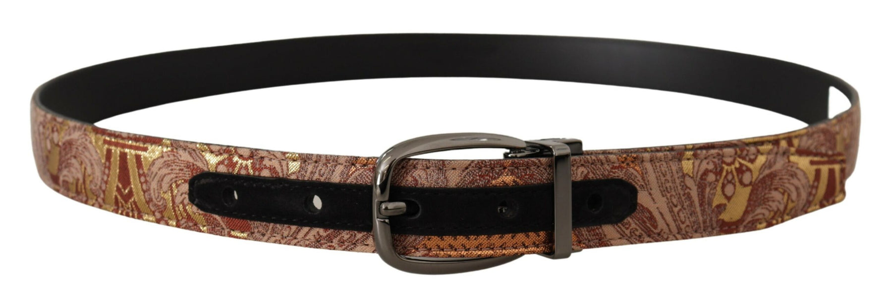 Dolce & Gabbana Multicolor Embossed Leather Black Metal Buckle Belt | Regal Royce