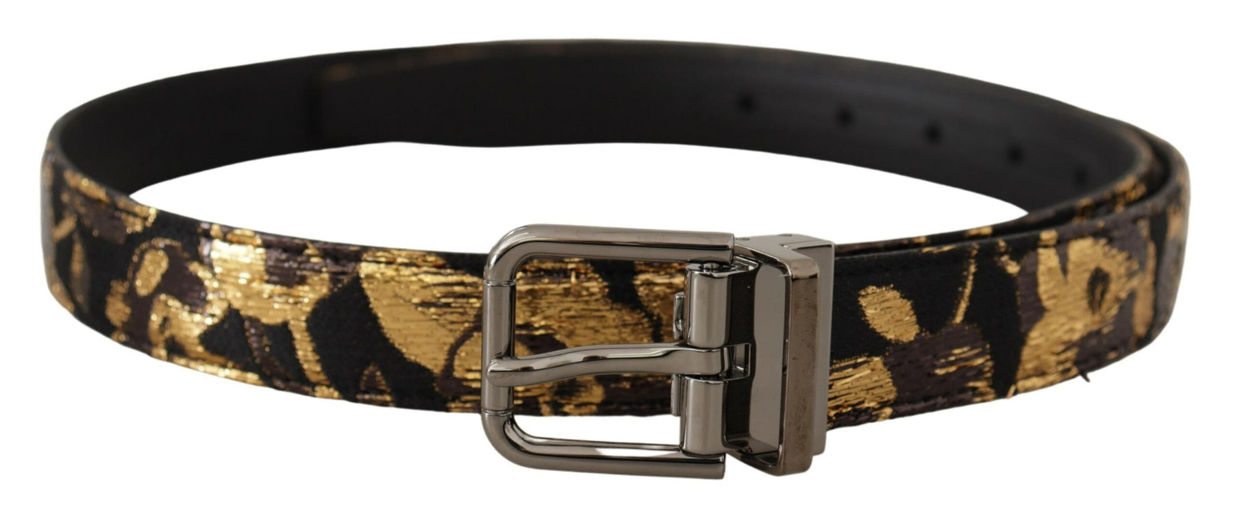 Dolce & Gabbana Multicolor Jacquard Leather Logo Metal Buckle Belt | Regal Royce