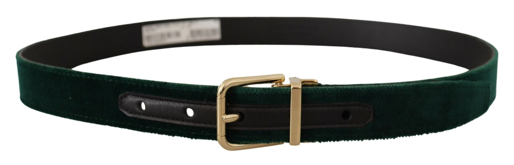 Dolce & Gabbana Green Velvet Leather Gold Metal Logo Belt | Regal Royce