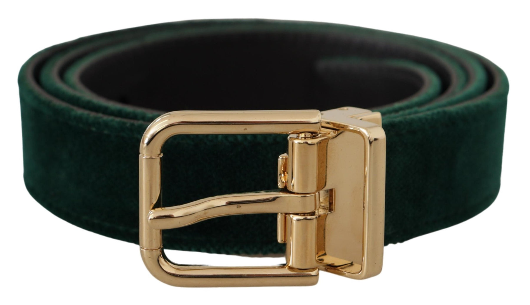 Dolce & Gabbana Green Velvet Leather Gold Metal Logo Belt | Regal Royce
