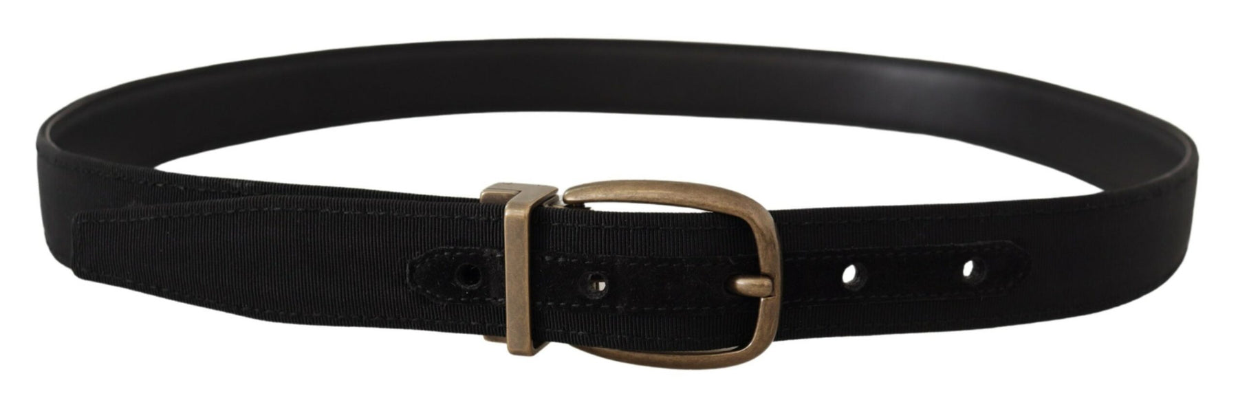 Dolce & Gabbana Black Grosgrain Leather Bronze Metal Belt | Regal Royce