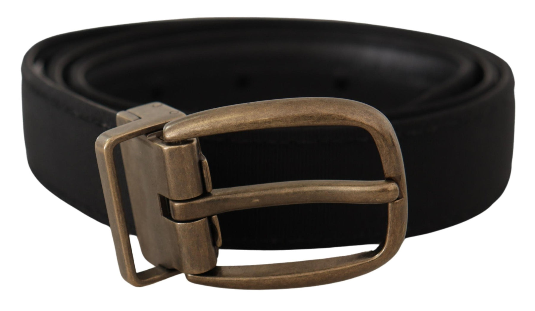 Dolce & Gabbana Black Grosgrain Leather Bronze Metal Belt | Regal Royce