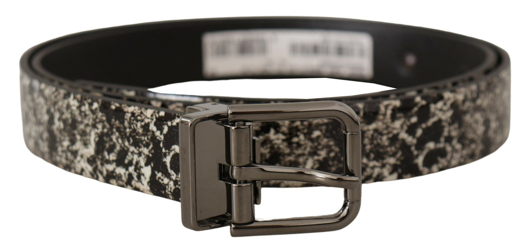 Dolce & Gabbana Black Marble Print Leather Gray Logo Belt | Regal Royce