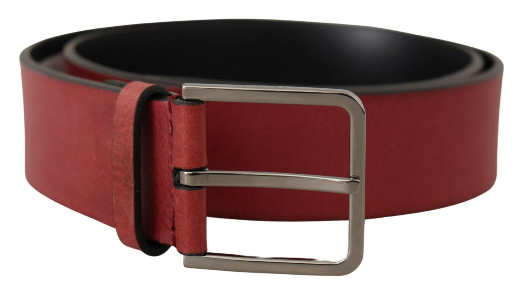 Dolce & Gabbana Maroon Vitello Silver Metal Logo Buckle Belt | Regal Royce