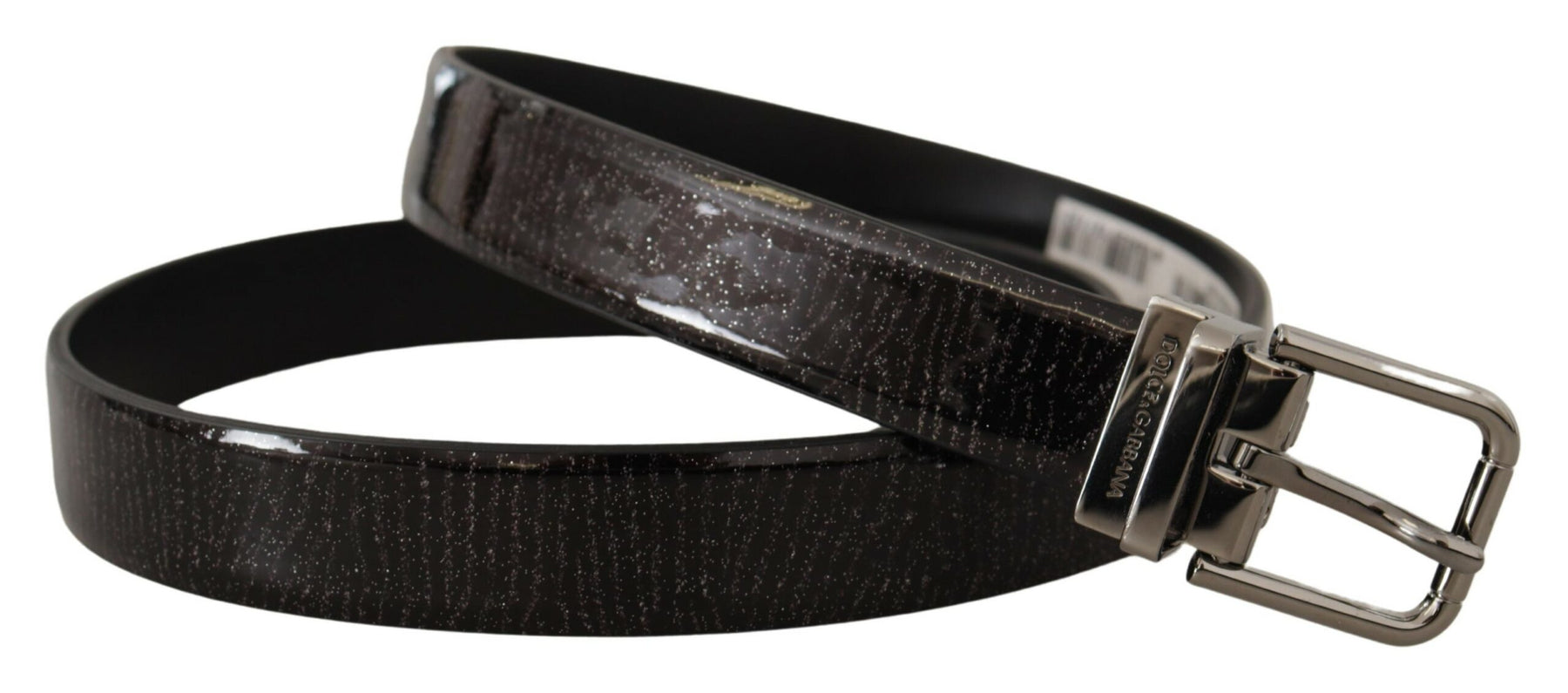 Dolce & Gabbana Black Leather Vernice Metal Buckle Belt | Regal Royce