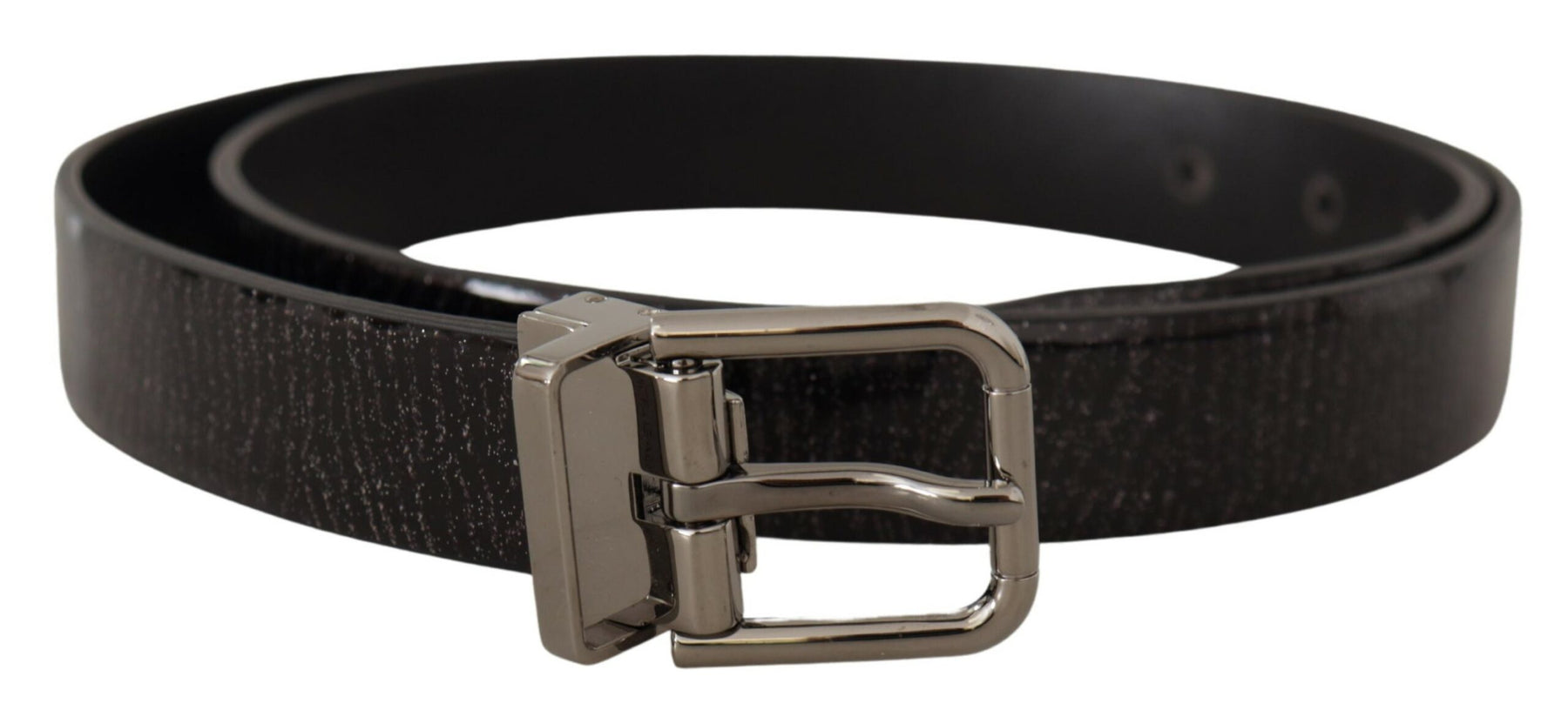 Dolce & Gabbana Black Leather Vernice Metal Buckle Belt | Regal Royce