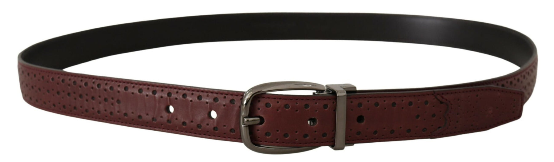 Dolce & Gabbana Brown Perforated Leather Metal Buckle Belt | Regal Royce