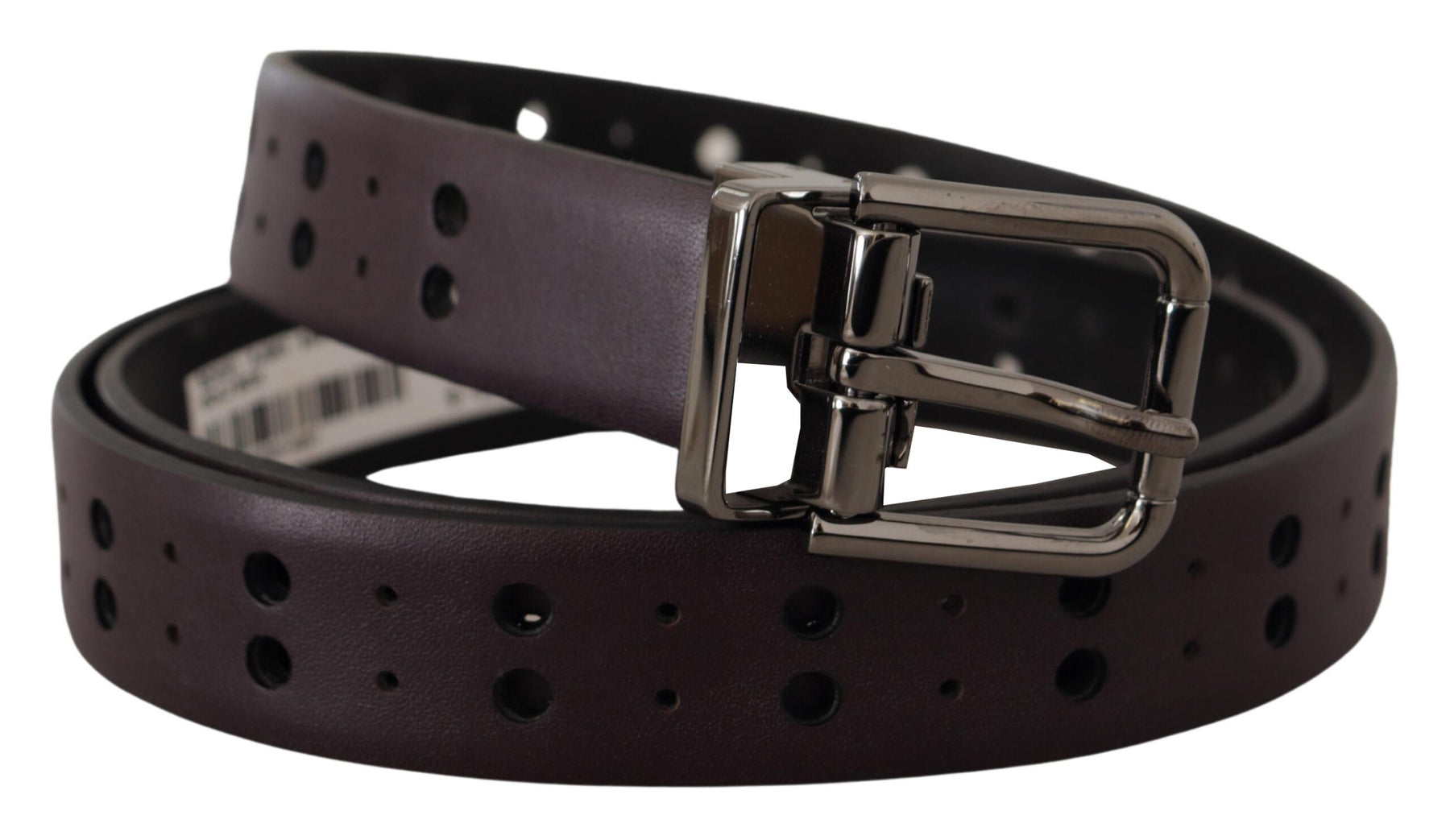 Dolce & Gabbana Burgundy Leather Perforated Metal Buckle Belt | Regal Royce