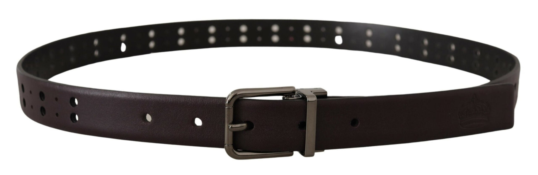 Dolce & Gabbana Burgundy Leather Perforated Metal Buckle Belt | Regal Royce