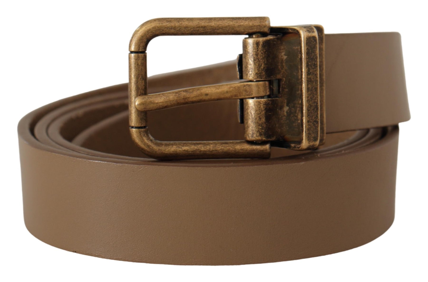 Dolce & Gabbana Brown Solid Leather Brass Buckle Classic Belt | Regal Royce