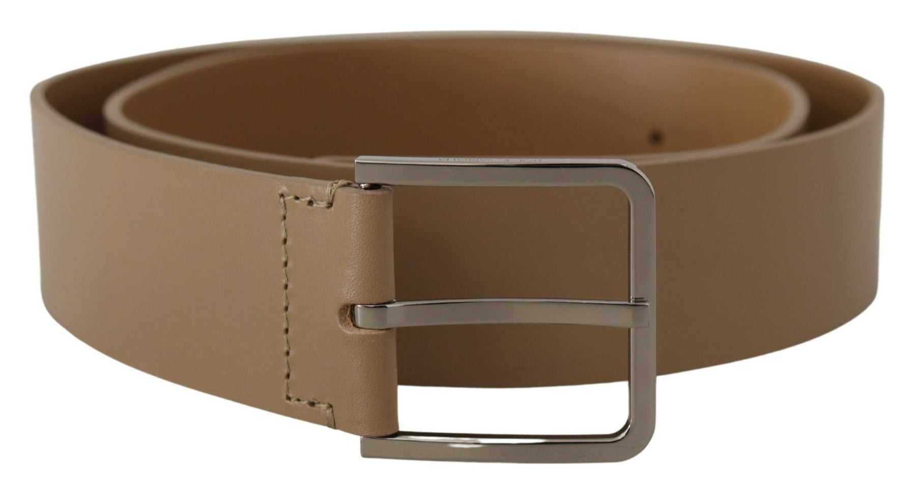 Dolce & Gabbana Beige Calf Leather Wide Silver Metal Belt | Regal Royce