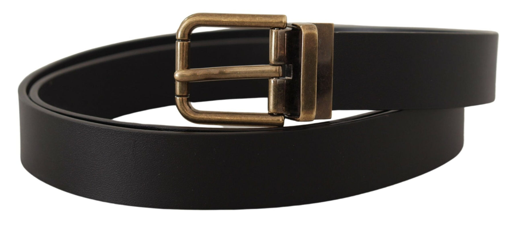 Dolce & Gabbana Black Leather Brass Metal Box Buckle Belt | Regal Royce