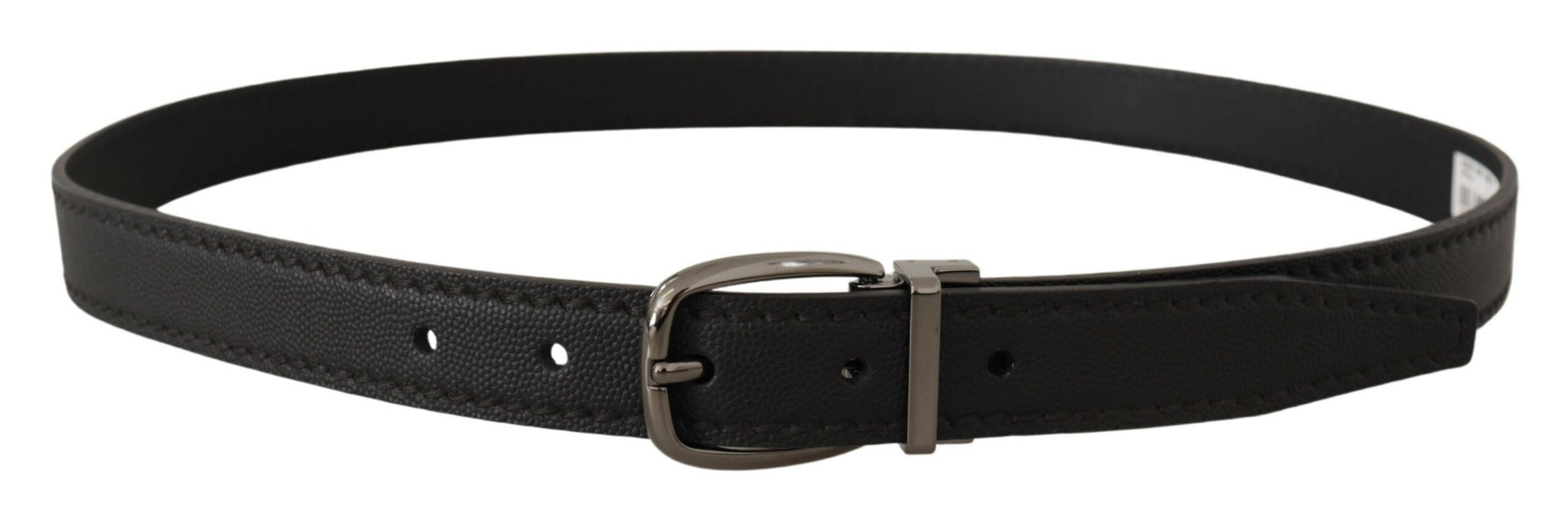 Dolce & Gabbana Black Leather Metal Logo Buckle Belt | Regal Royce
