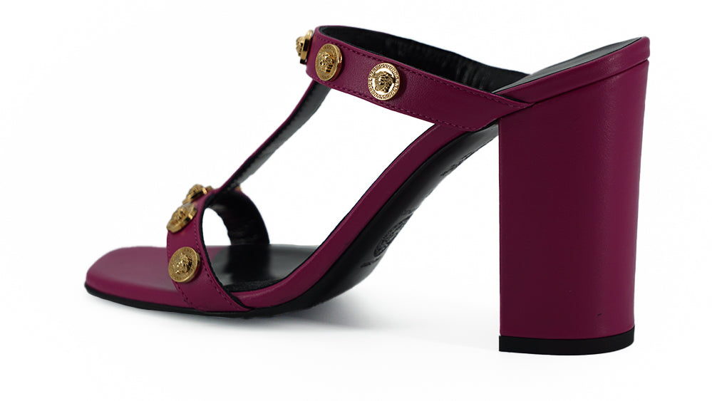 Versace Purple Calf Leather High Heel Sandals | Regal Royce