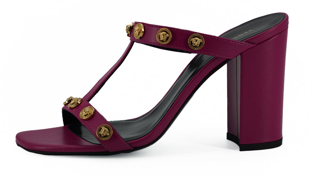 Versace Purple Calf Leather High Heel Sandals | Regal Royce